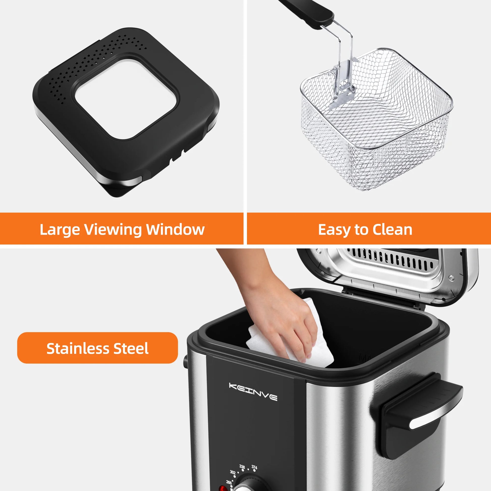 Electric Deep Fryer, 1.5 L/1.6 QT with Nonstick Basket , Cool Touch Sides Easy to Clean - Our Families Kitchen