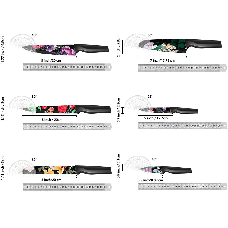 6PCS/ Astercook Knife Set with Blade Guards, Dishwasher Safe, German High Carbon Stainless Steel
