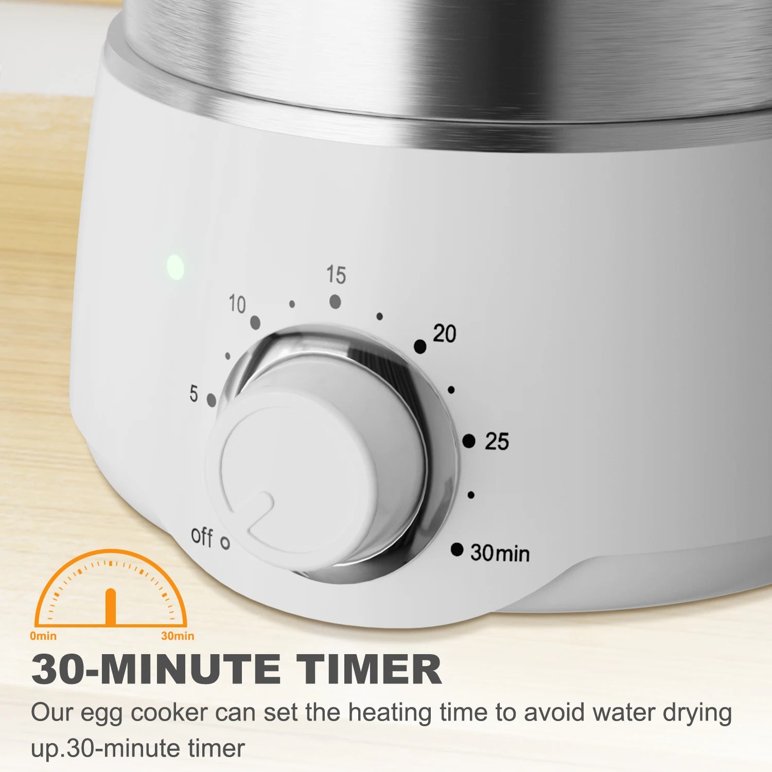 Egg Cooker -14-Egg Capacity Electric Stainless Steel Egg Cooker with 30-Min Timer and Auto Shut-Off - Our Families Kitchen