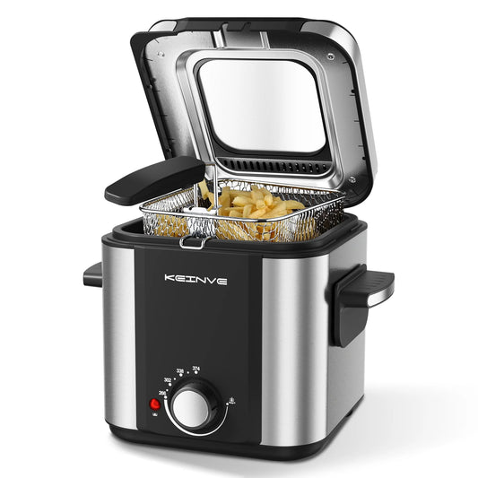 Electric Deep Fryer, 1.5 L/1.6 QT with Nonstick Basket , Cool Touch Sides Easy to Clean - Our Families Kitchen