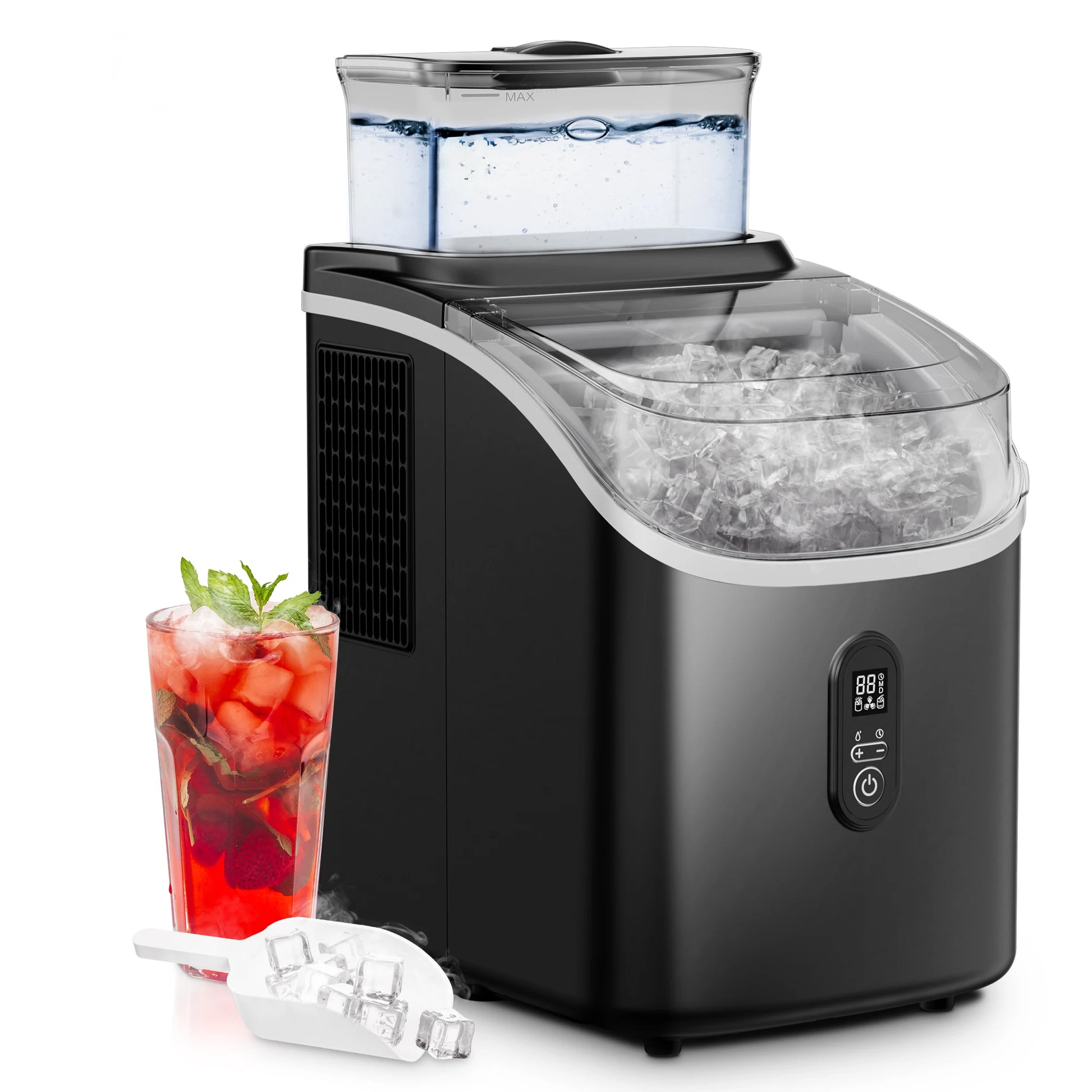 SIMZLIFE Ice Cube Maker Machine Countertop with External Water Tank, 45Lbs, 16Pcs Ready in 13 Mins,Auto-Cleaning,Black - Our Families Kitchen