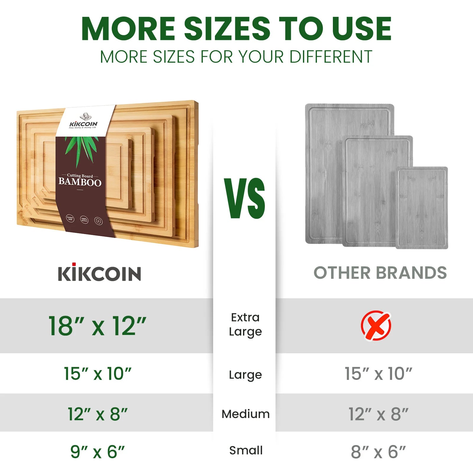 4-piece extra large kitchen bamboo cutting board set, inner handle design. - Our Families Kitchen