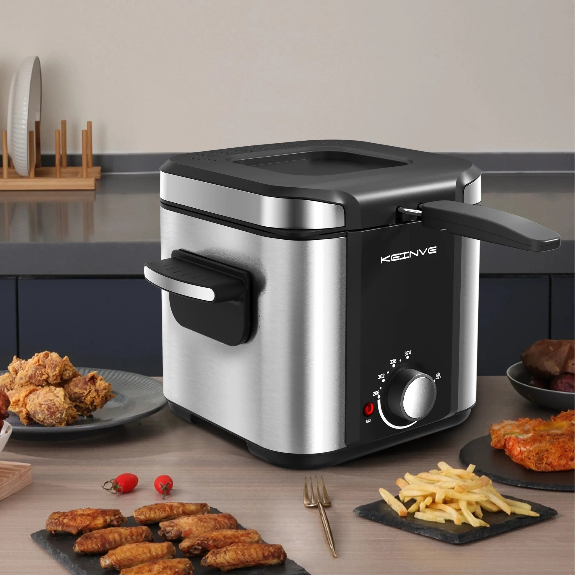 Electric Deep Fryer, 1.5 L/1.6 QT with Nonstick Basket , Cool Touch Sides Easy to Clean - Our Families Kitchen