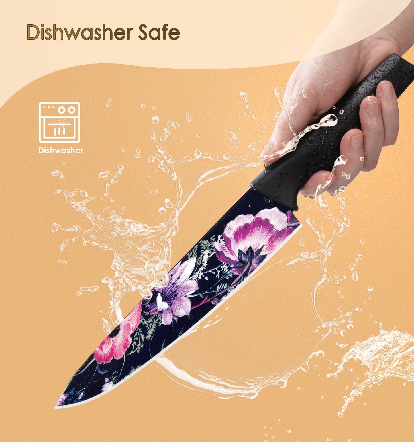 6PCS/ Astercook Knife Set with Blade Guards, Dishwasher Safe, German High Carbon Stainless Steel