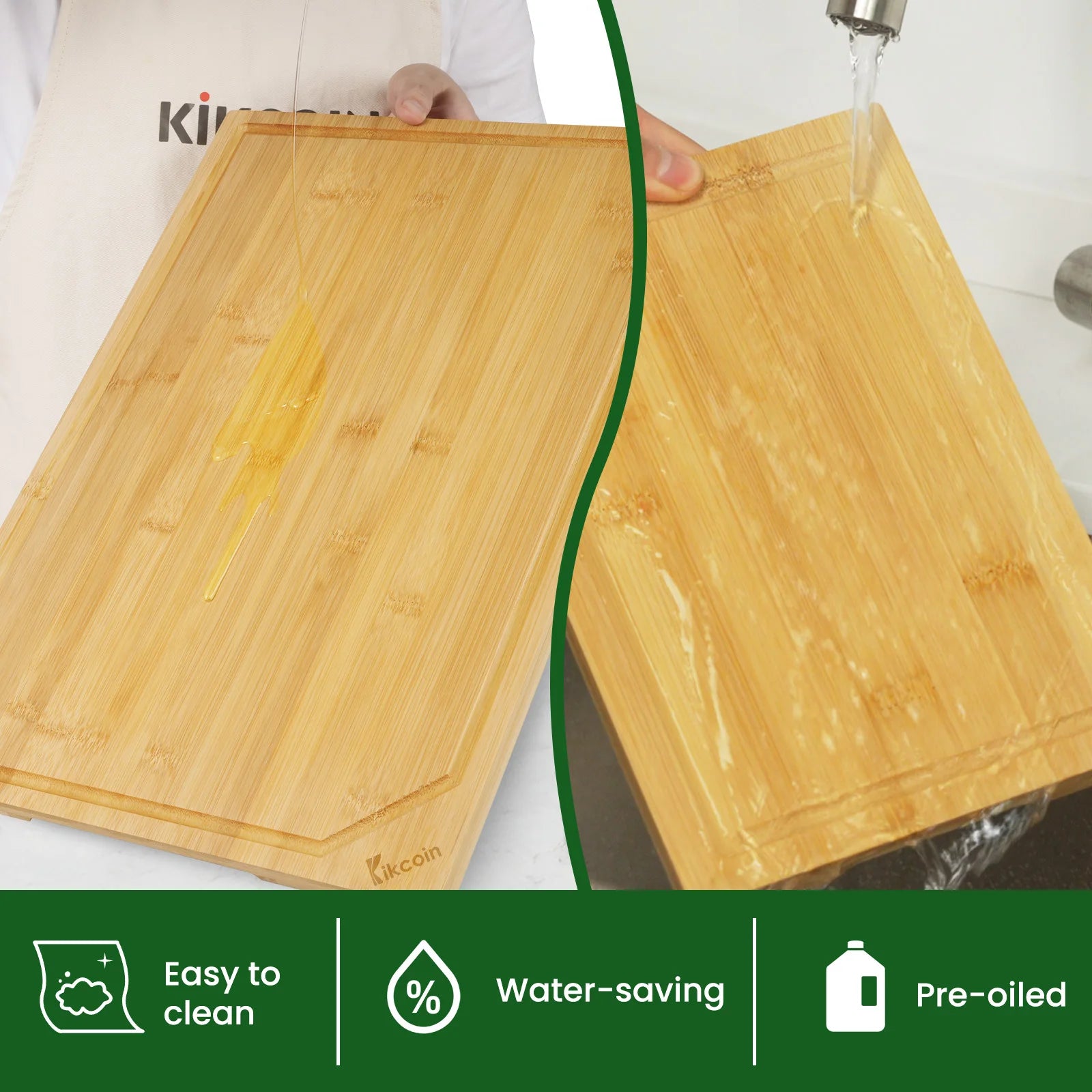 4-piece extra large kitchen bamboo cutting board set, inner handle design. - Our Families Kitchen