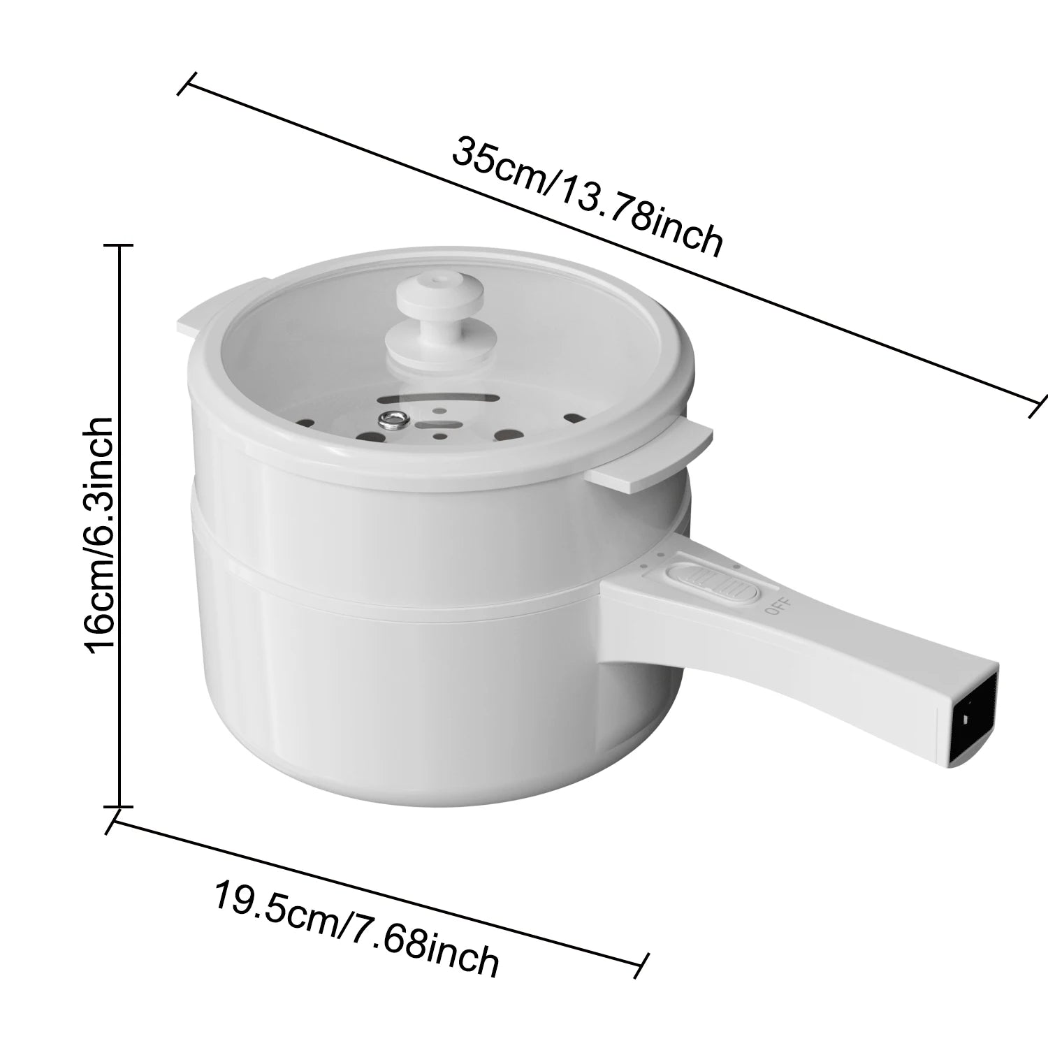 Hot Pot with Steamer, Non-Stick Fryer Pan, 1.5L Electric Pot with Power Adjustment - Our Families Kitchen