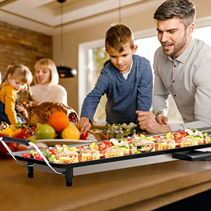 Electric Teppanyaki Grill BBQ Nonstick Extra Large Griddle, Countertop Grill