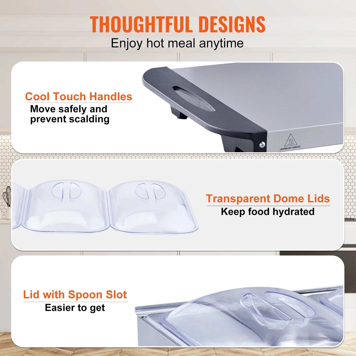 VEVOR Electric Buffet Server, Electric Warming Tray, with Temp Control