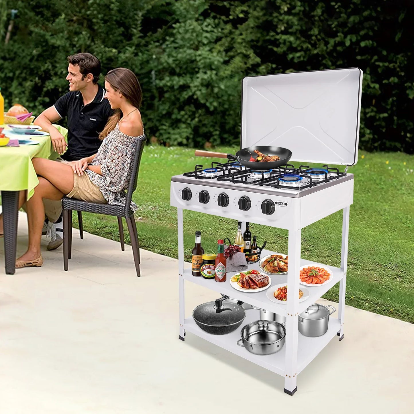 5-Burner Gas Stove: 2.5KW Power Efficient Durable Rapid Heat Dissipation Energy-Saving