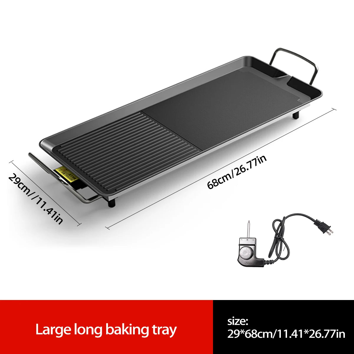 Non Stick Electric Grill, Smokeless, 5 Levels Adjustable Temperature