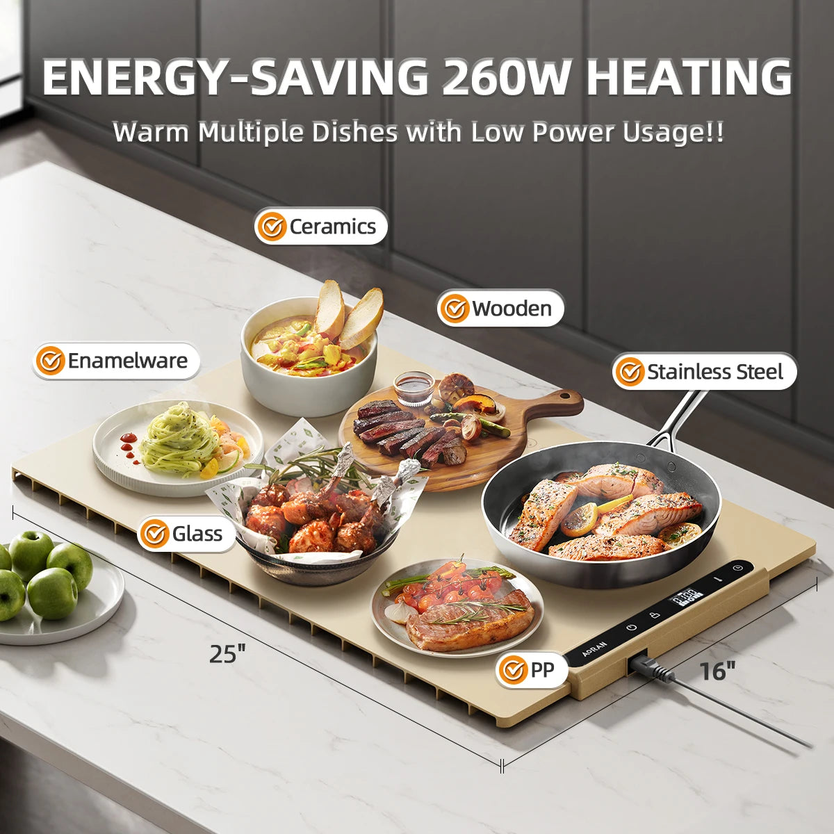 Aoran, Adjustable Temperature Folding Heating Pad, Silicone Quick Heating Plate - Our Families Kitchen
