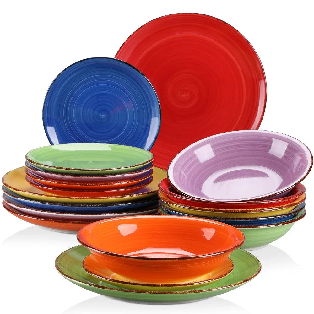 Vancasso BONITA Mix Color Ceramic Tableware 18PCS Dinnerware Set, Earthenware - Our Families Kitchen