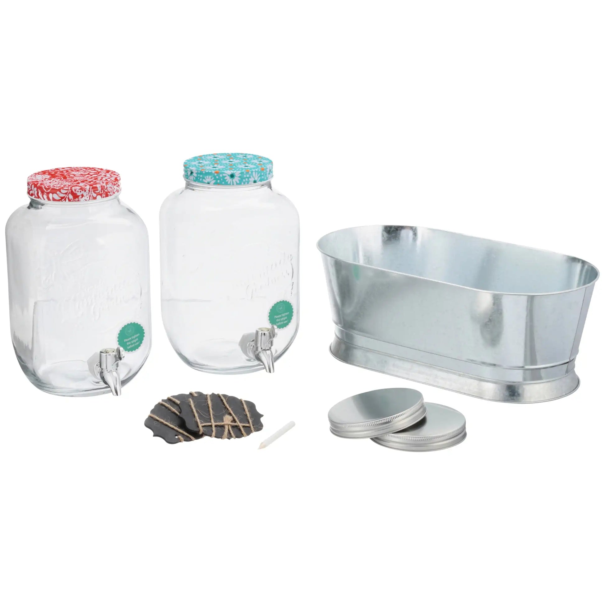 Easy Clear Beverage Dispenser Set with Ice Bucket, Chalk Board and Chalk Pencil - Our Families Kitchen