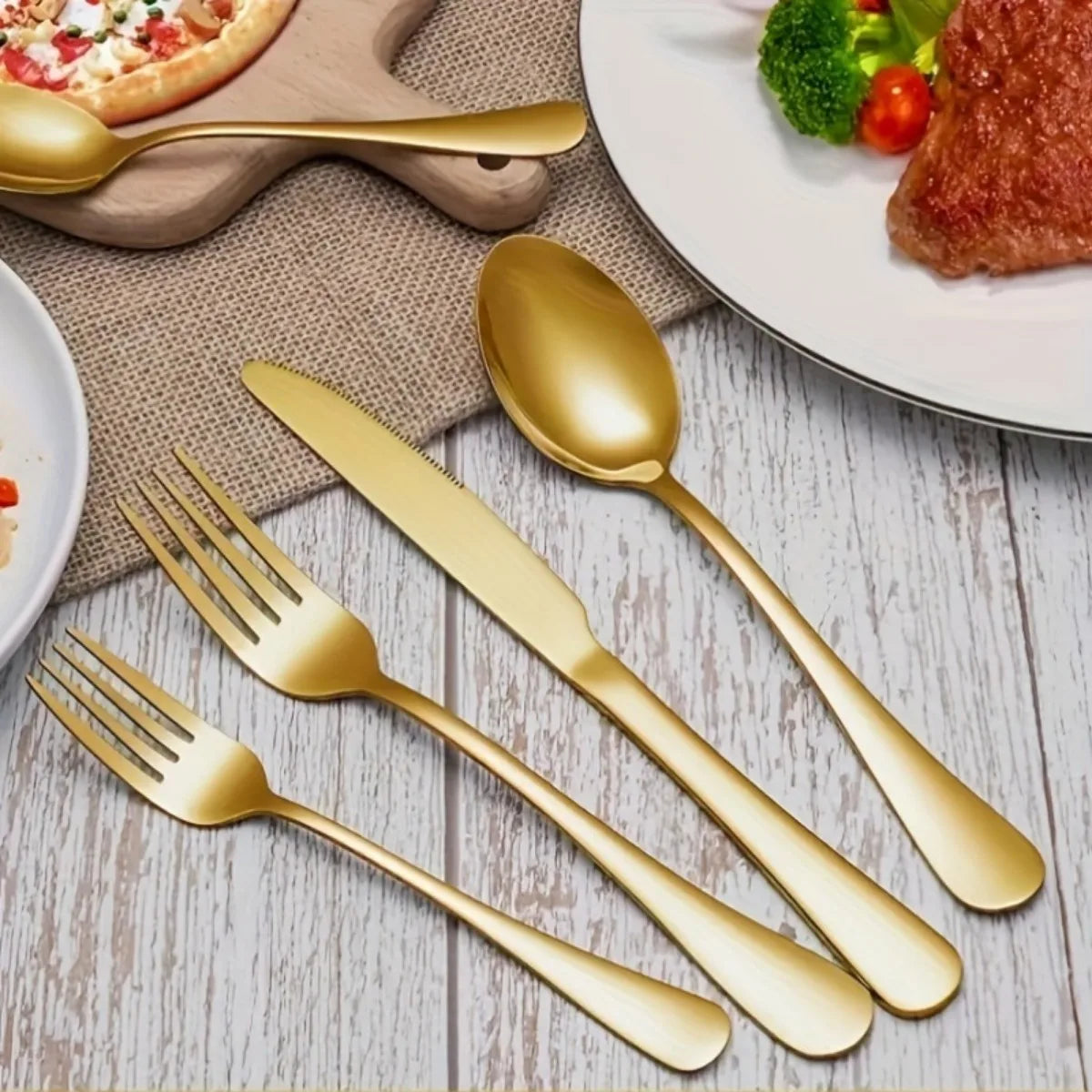 60pcs, Stainless Steel, Silverware Mirror Polished Cutlery Set, Dishwasher Safe - Our Families Kitchen
