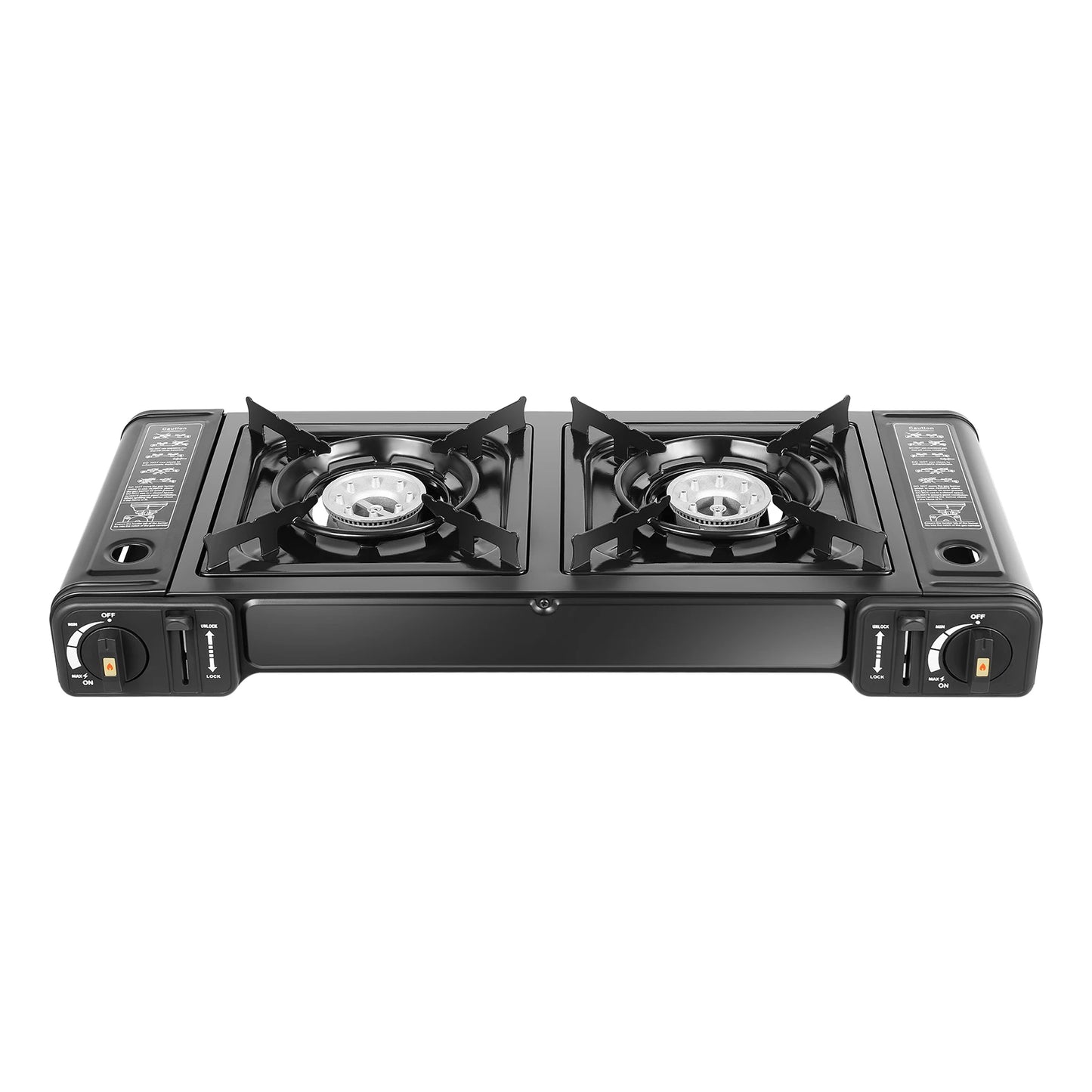 2in1 2-Burner Portable Butane Camping Stove Kit w/Baking Pan and Carrying Case, Auto Ignition