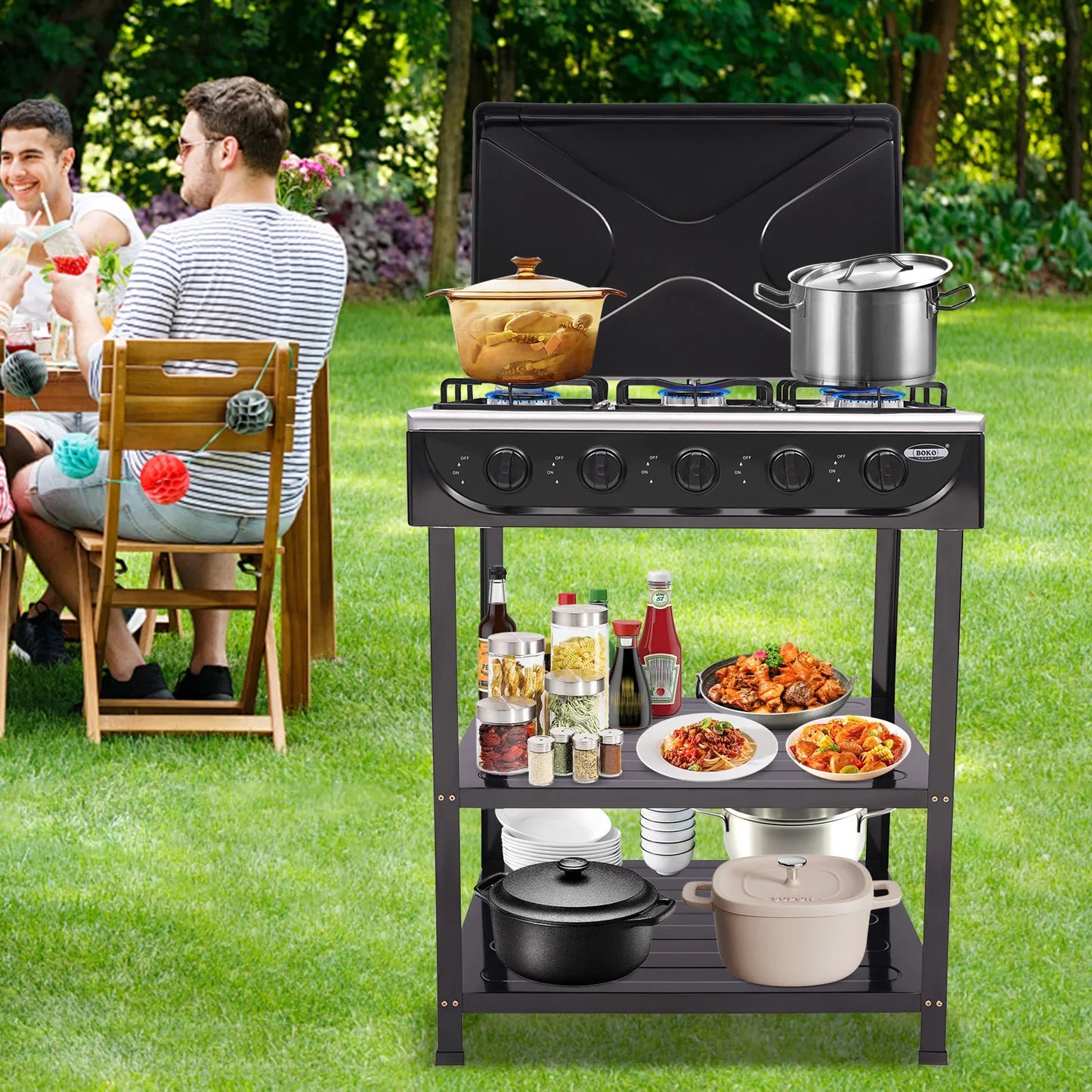 5-Burner Gas Stove: 2.5KW Power Efficient Durable Rapid Heat Dissipation Energy-Saving