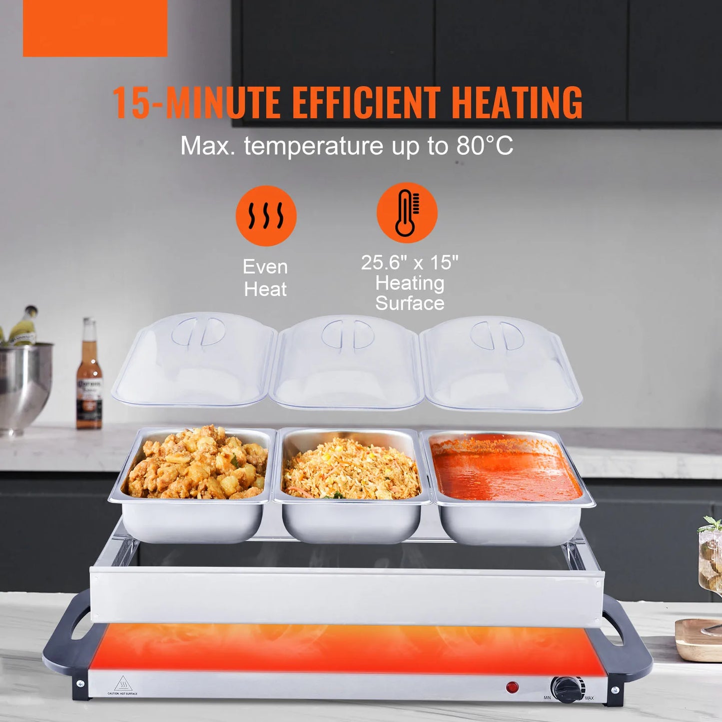 VEVOR Electric Buffet Server, Electric Warming Tray, with Temp Control
