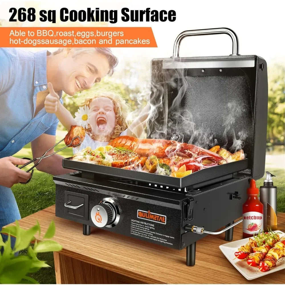 Portable Non-Stick Flat Top Propane Grill, Griddle with Carry Bag 17 Inch,15,000 BTU