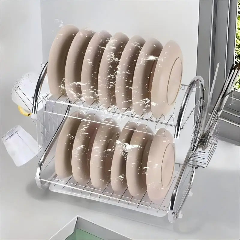Space-Saving Stainless Steel  Dish Drying Rack - Our Families Kitchen