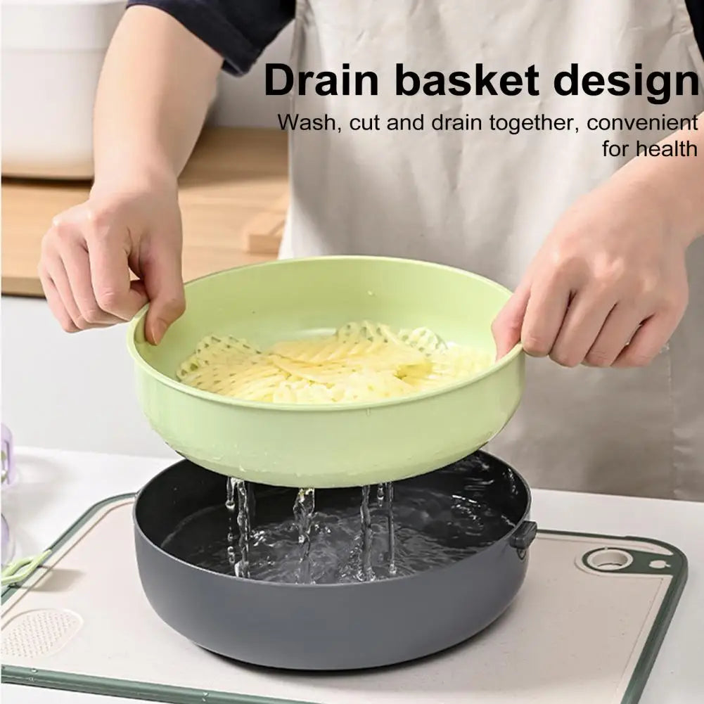Multi-purpose Vegetable Chopper with Stainless Steel Blades Draining Container 14-in-1 for Fruits - Our Families Kitchen