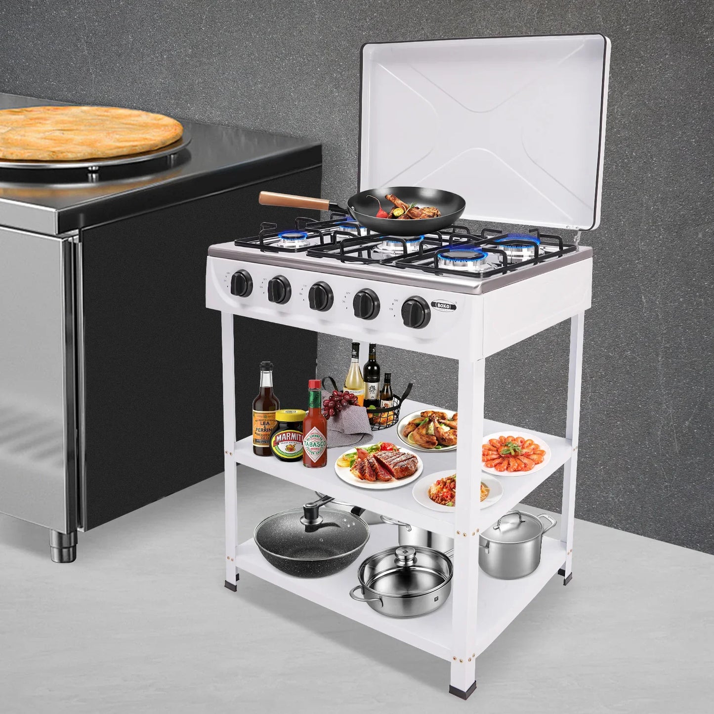 5-Burner Gas Stove: 2.5KW Power Efficient Durable Rapid Heat Dissipation Energy-Saving