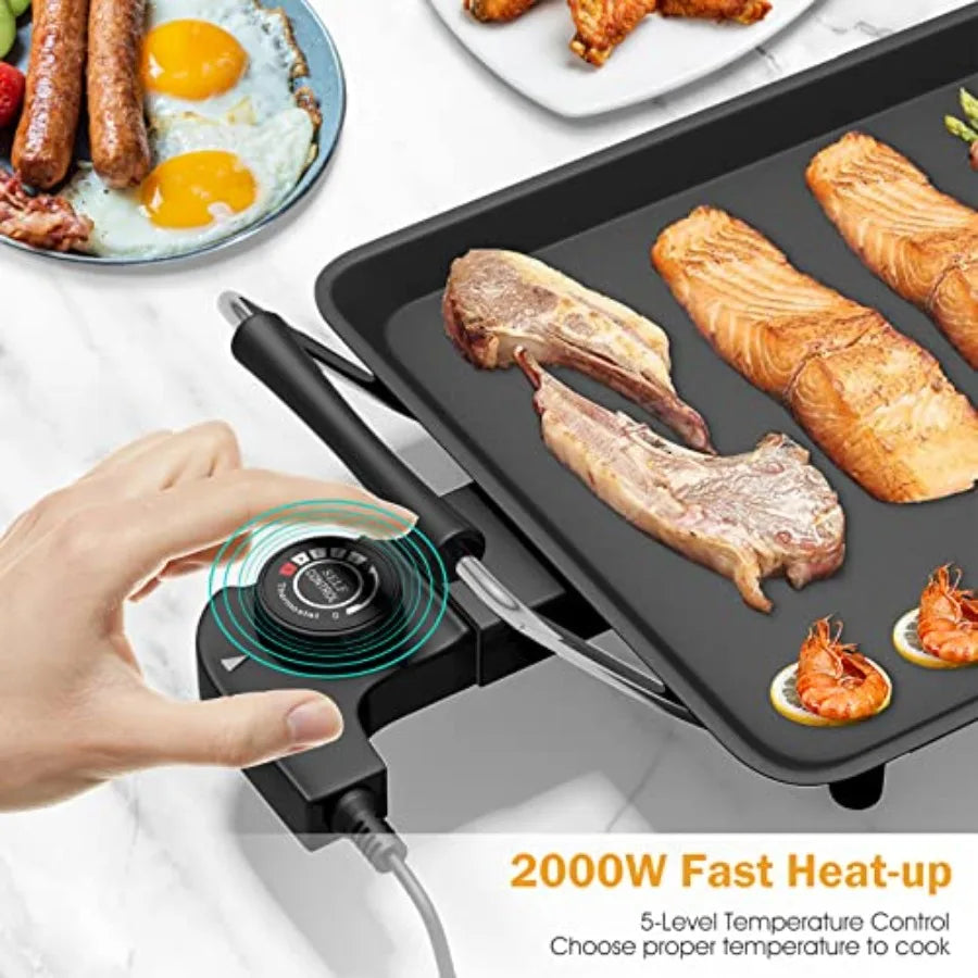 Electric Teppanyaki Grill BBQ Nonstick Extra Large Griddle, Countertop Grill