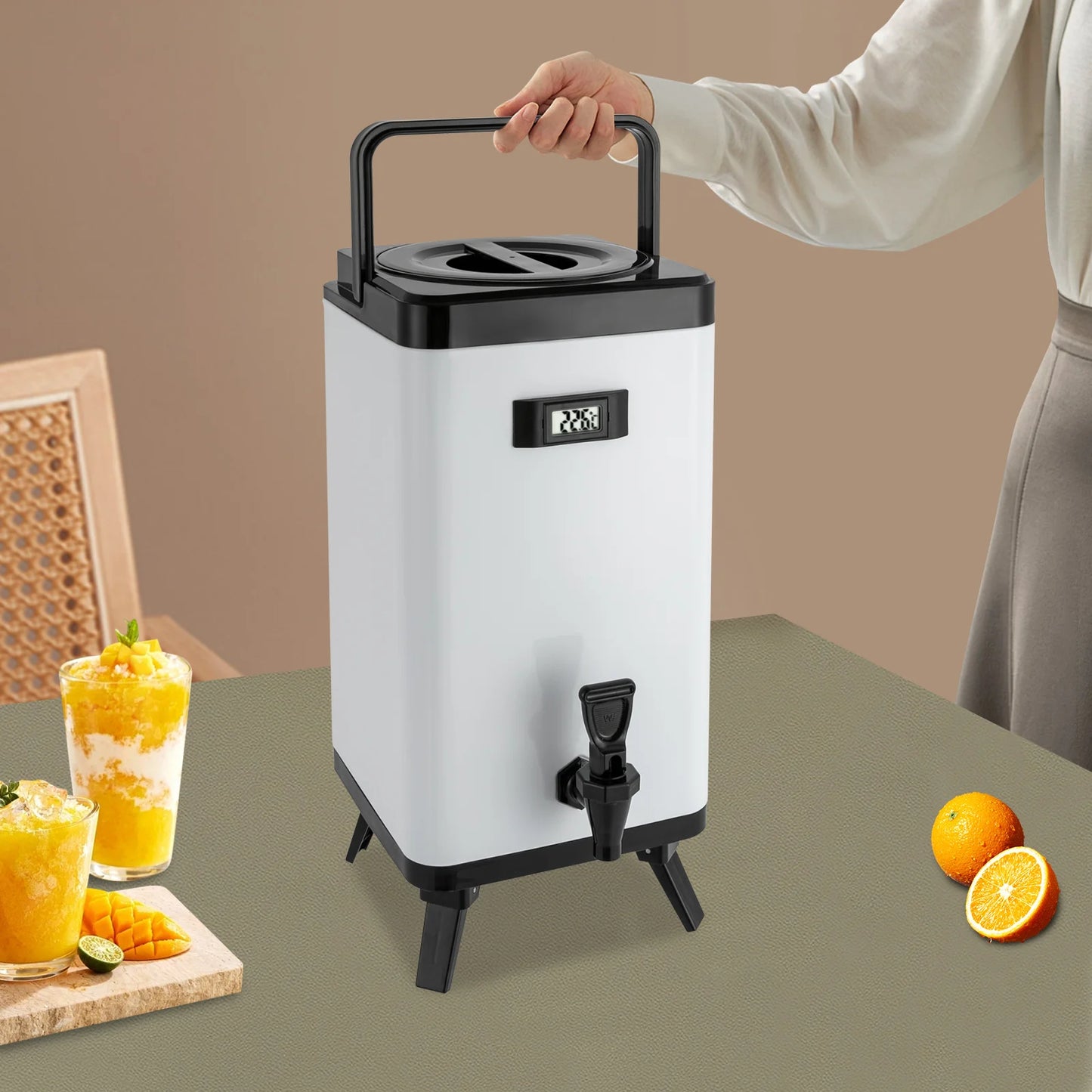 Stainless Steel Insulated Drink Dispenser with Faucet Thermos Kitchenware 12L