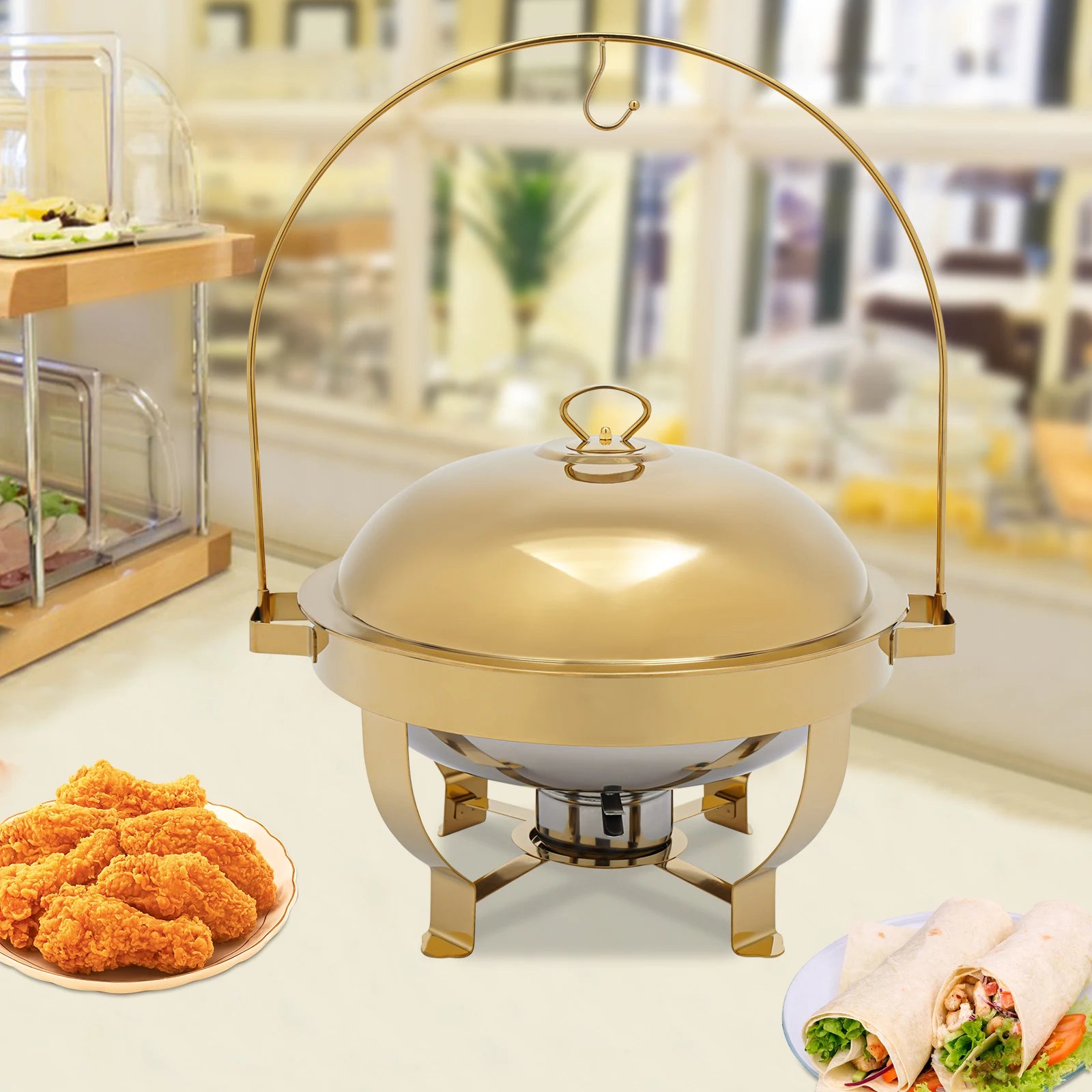 8L Stainless Steel Chafing Dish Buffet Set with Alcohol Fuel Holder - Our Families Kitchen