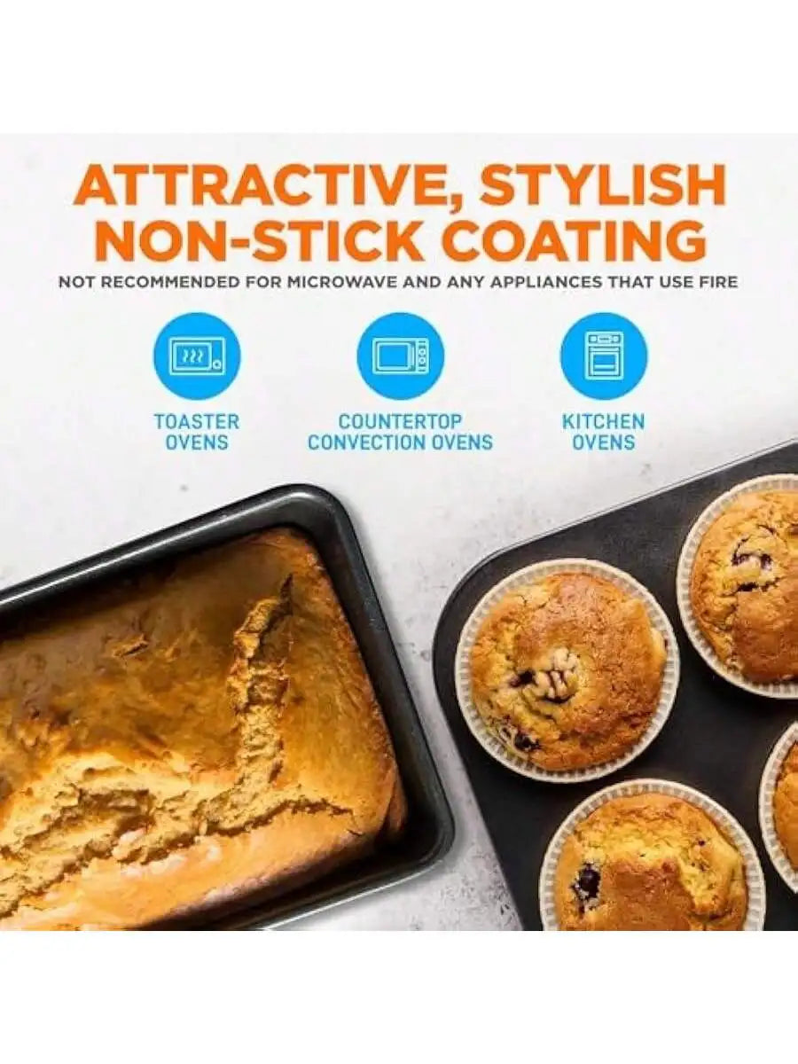 NutriChef 8-Piece Nonstick Stackable Bakeware Set, Non-Stick Coating 450°F Oven