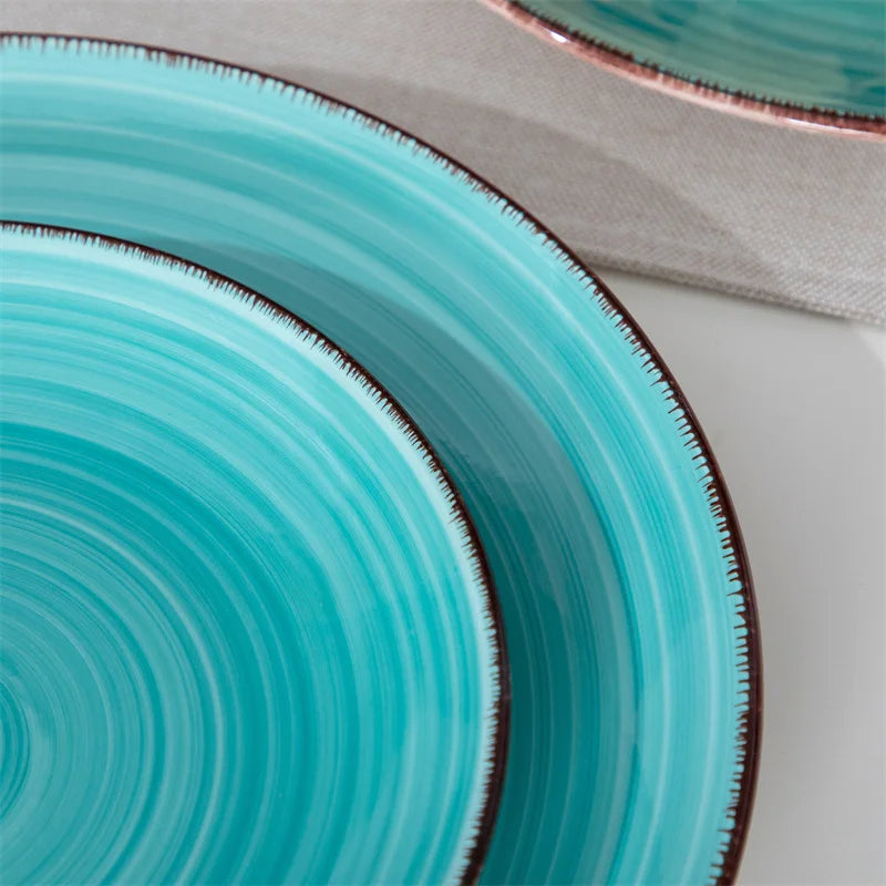 16Pcs Vintage Porcelain Ceramic Plate Set with Dinner Plate/Dessert Plate/Bowl/Mug - Our Families Kitchen