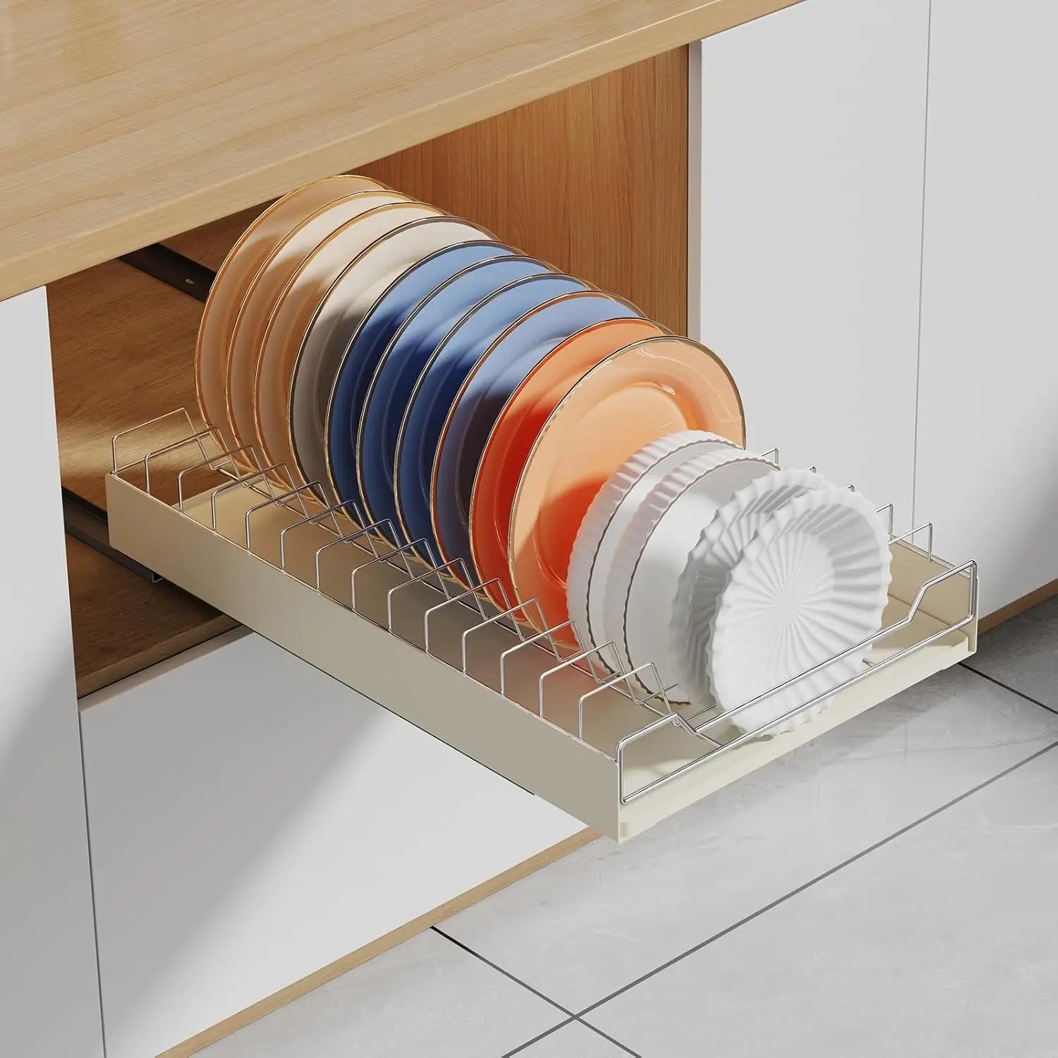 Pull Out Cabinet Organizer, Slide Dish Drying Rack for Kitchen Cabinets, - Our Families Kitchen