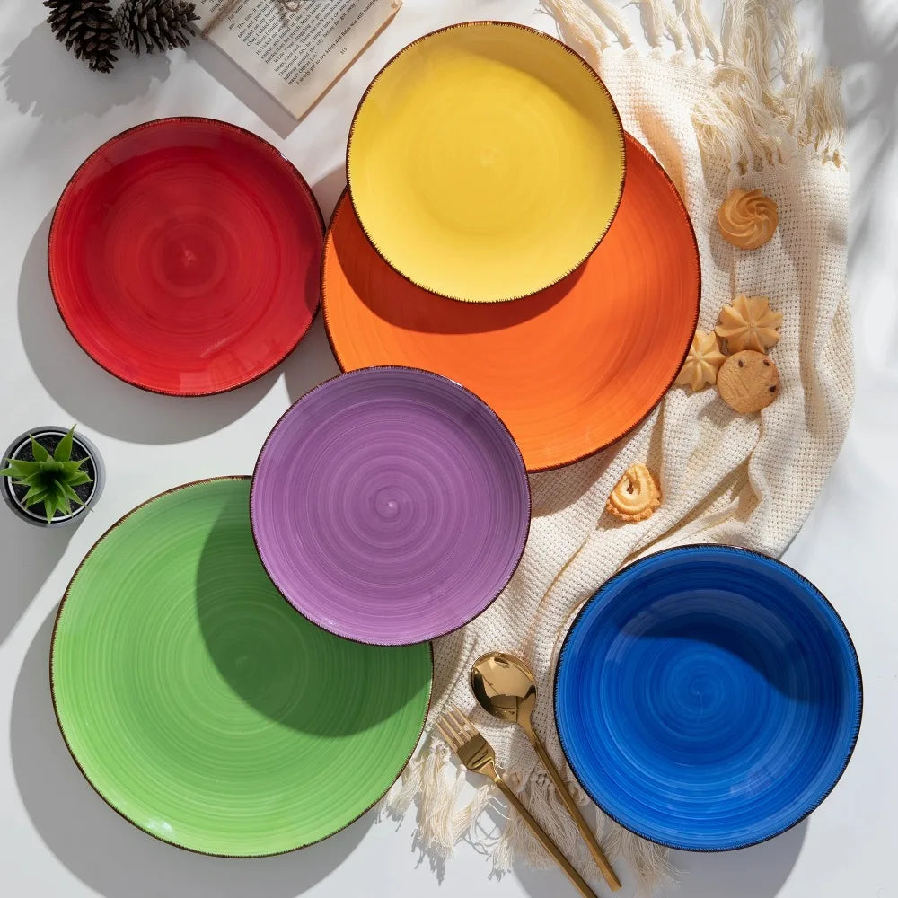 Vancasso BONITA Mix Color Ceramic Tableware 18PCS Dinnerware Set, Earthenware - Our Families Kitchen
