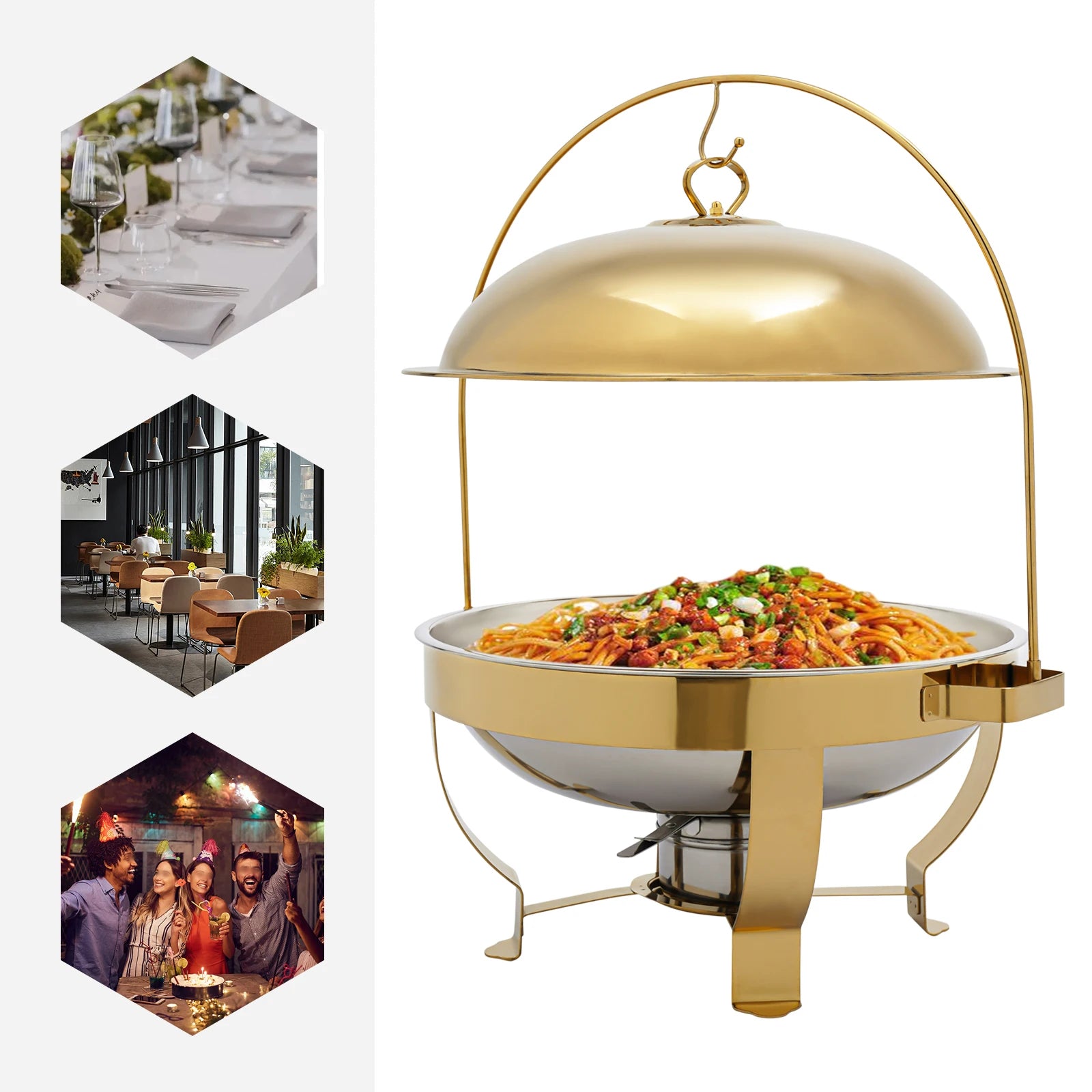 8L Stainless Steel Chafing Dish Buffet Set with Alcohol Fuel Holder - Our Families Kitchen