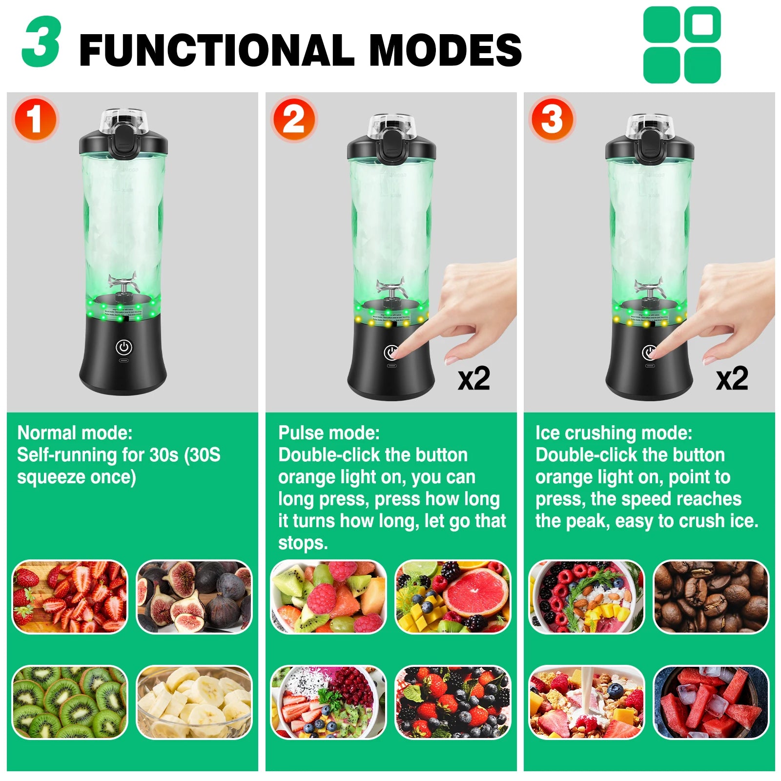 600ml Portable Mini ,USB Rechargeable Small Smoothie Blender, Large Capacity Travel , Blends Ice - Our Families Kitchen