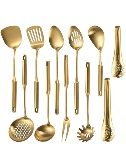 11 Pcs Stainless Steel Long Metal Cooking Utensil Gadgets Tools Set