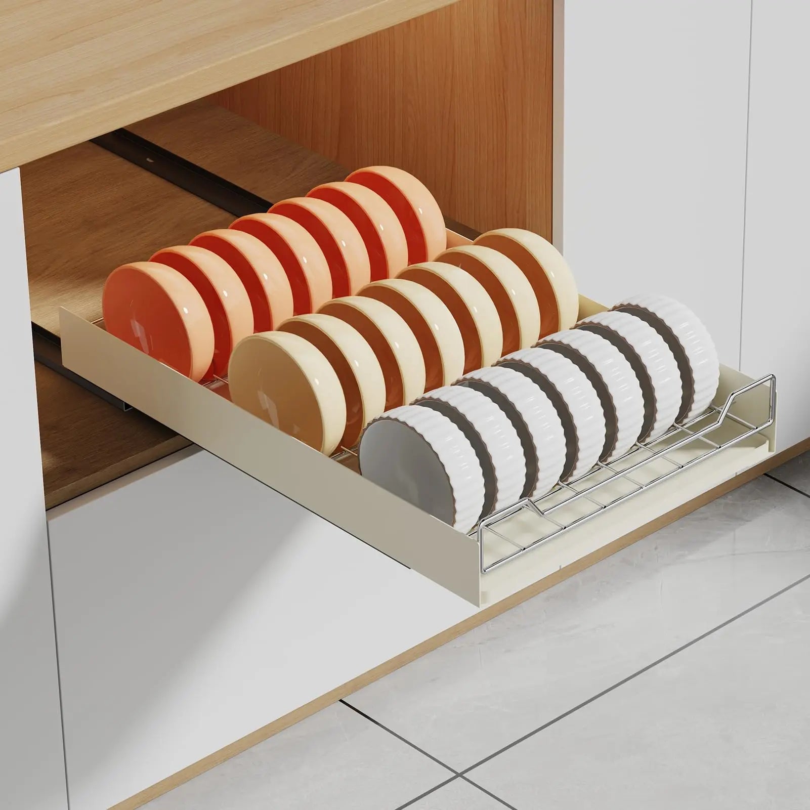 Pull Out Cabinet Organizer, Slide Dish Drying Rack for Kitchen Cabinets, - Our Families Kitchen