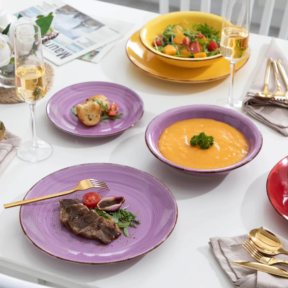 Vancasso BONITA Mix Color Ceramic Tableware 18PCS Dinnerware Set, Earthenware - Our Families Kitchen