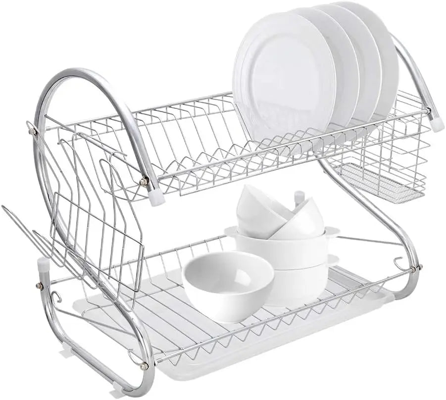 Space-Saving Stainless Steel  Dish Drying Rack - Our Families Kitchen