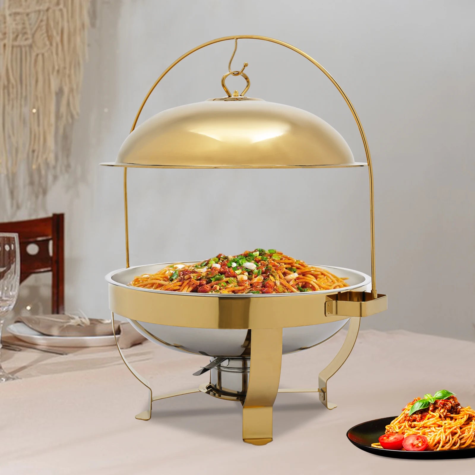 8L Stainless Steel Chafing Dish Buffet Set with Alcohol Fuel Holder - Our Families Kitchen