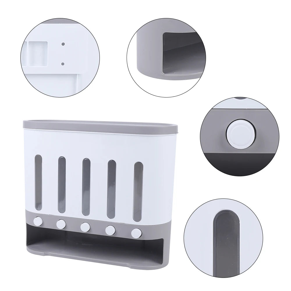 Kitchen Storage Despenser Wall Mounted 5 Grid Grain Dry Food Storage Container 9kg