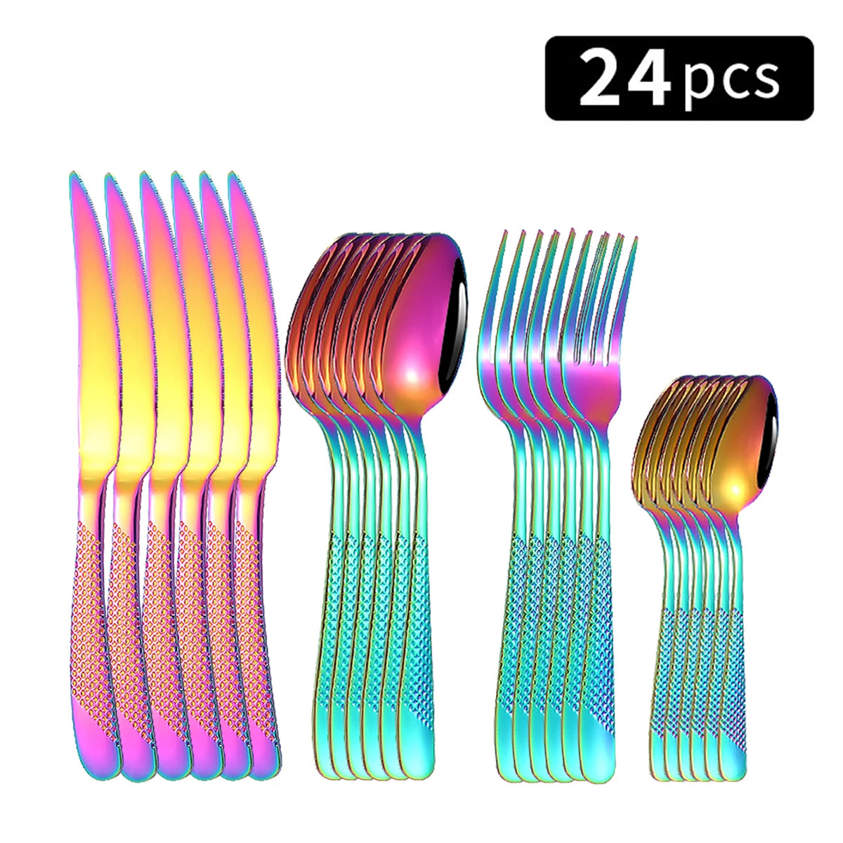 24pc Stainless steel tableware star steak knife and fork dessert fork spoon