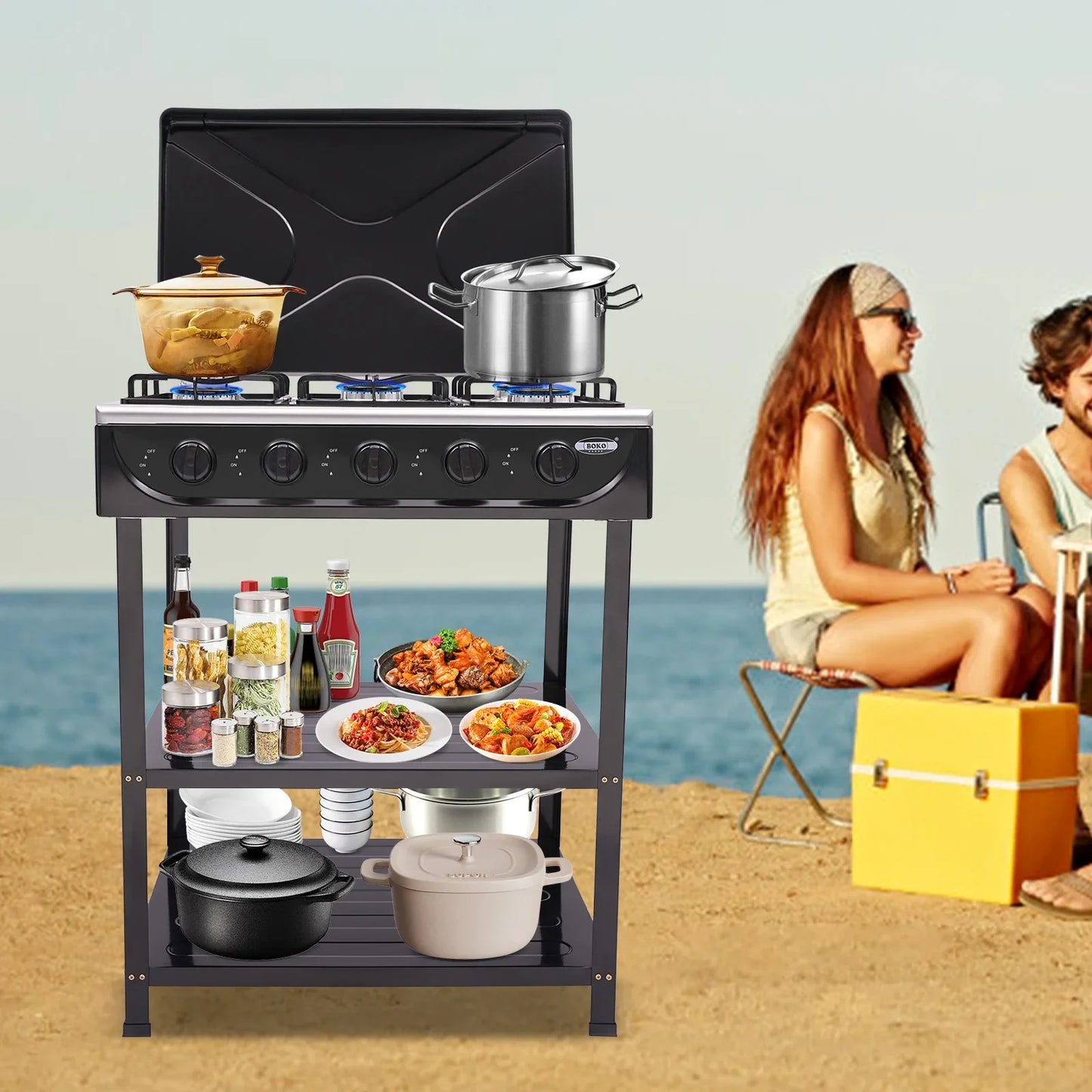5-Burner Gas Stove: 2.5KW Power Efficient Durable Rapid Heat Dissipation Energy-Saving