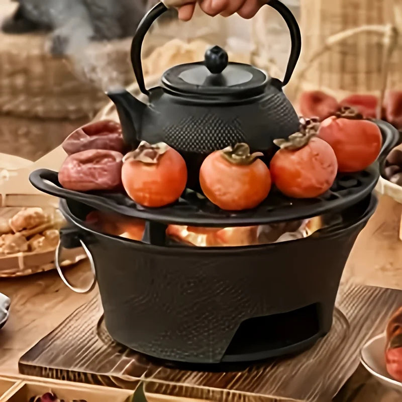Round barbecue grill, portable camping stove, picnic barbecue party stove, family camping, desktop small charcoal barbecue grill - Our Families Kitchen