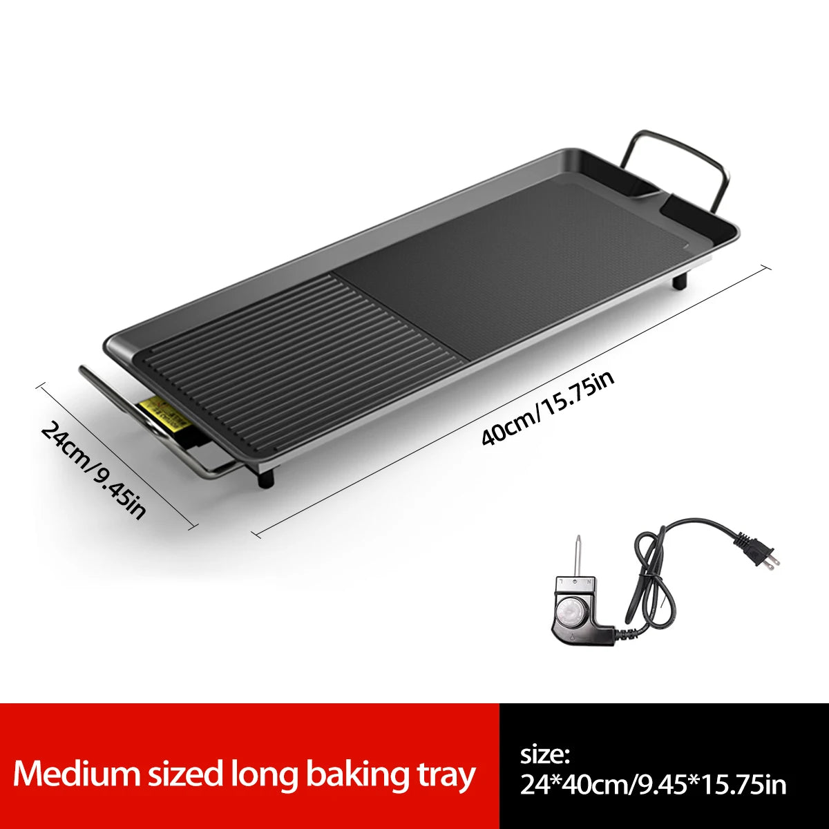 Non Stick Electric Grill, Smokeless, 5 Levels Adjustable Temperature