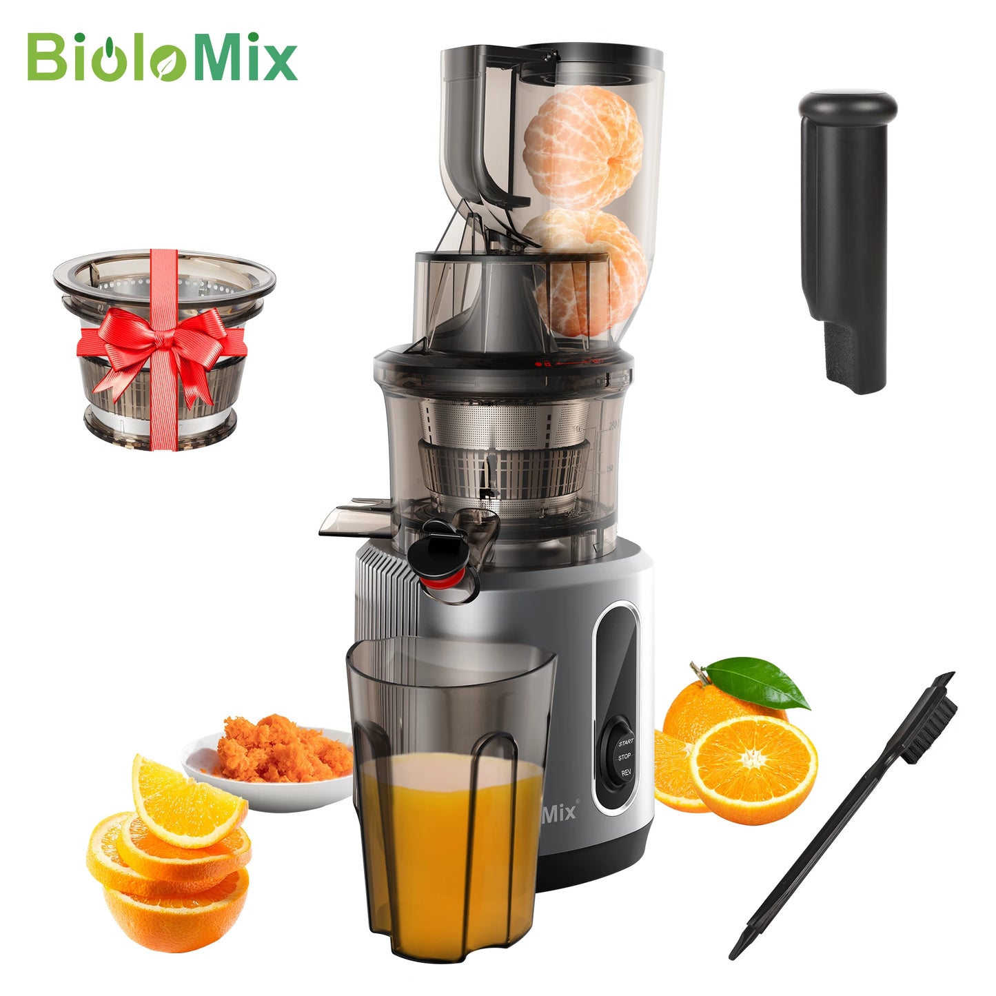BioloMix Cold Press Juicer, Slow Masticating Juice Extractor Fits Whole Fruits - Our Families Kitchen