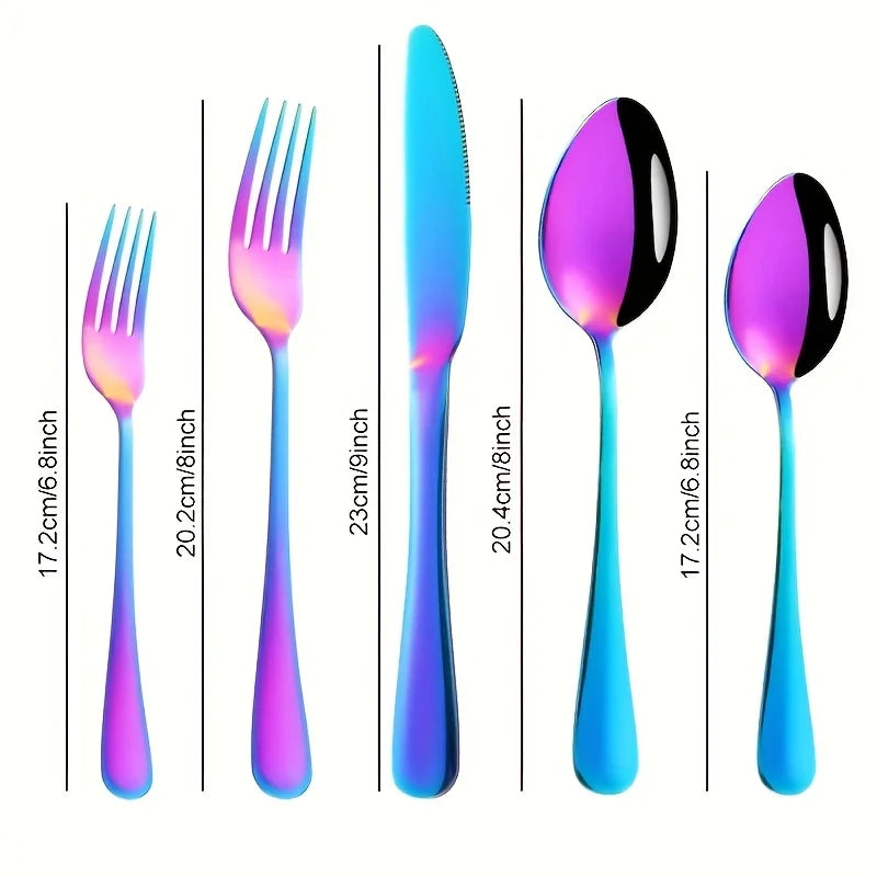 30/60pcs Stainless Steel High-end Tableware Set Mirror Polished - Our Families Kitchen