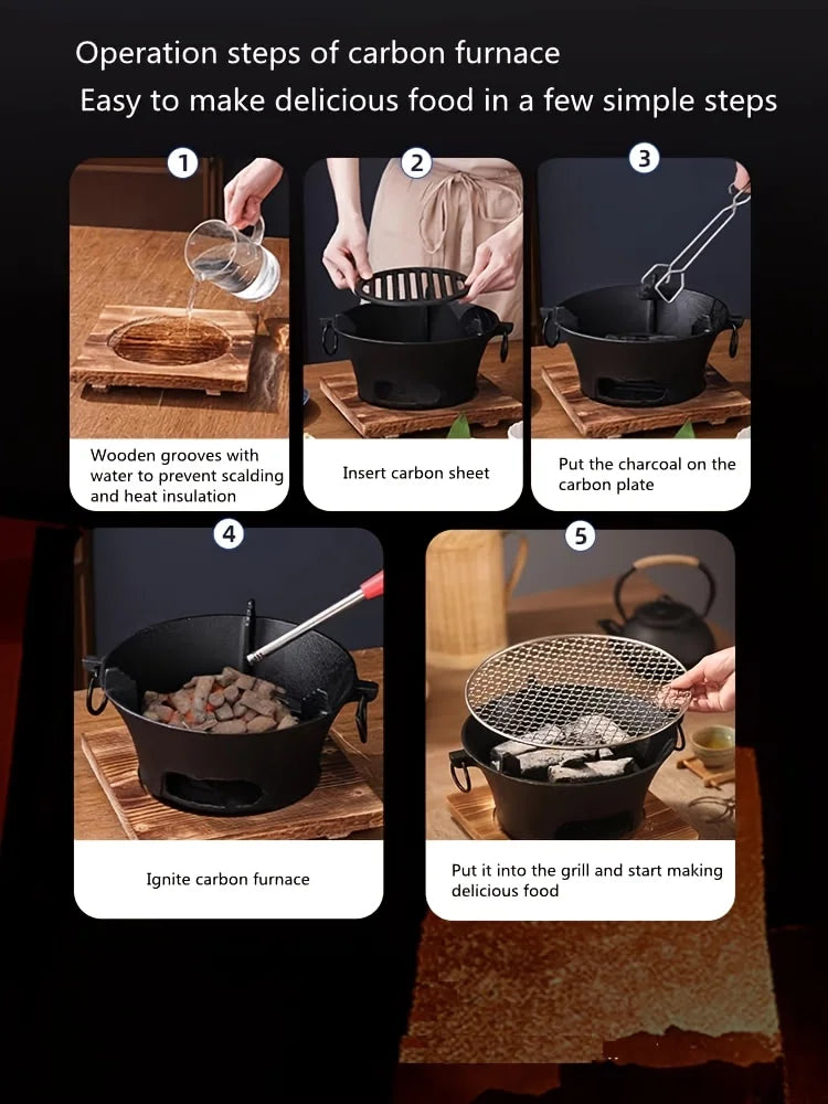 Round barbecue grill, portable camping stove, picnic barbecue party stove, family camping, desktop small charcoal barbecue grill - Our Families Kitchen