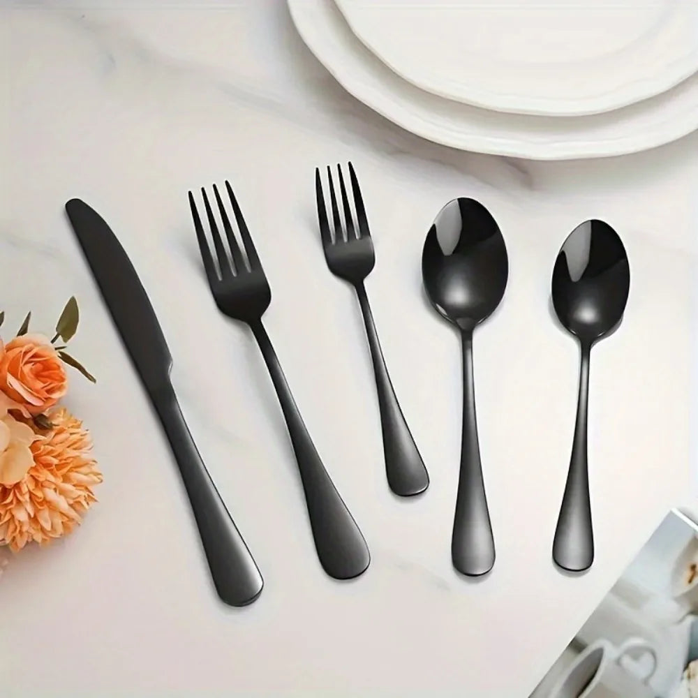 60pcs, Stainless Steel, Silverware Mirror Polished Cutlery Set, Dishwasher Safe - Our Families Kitchen
