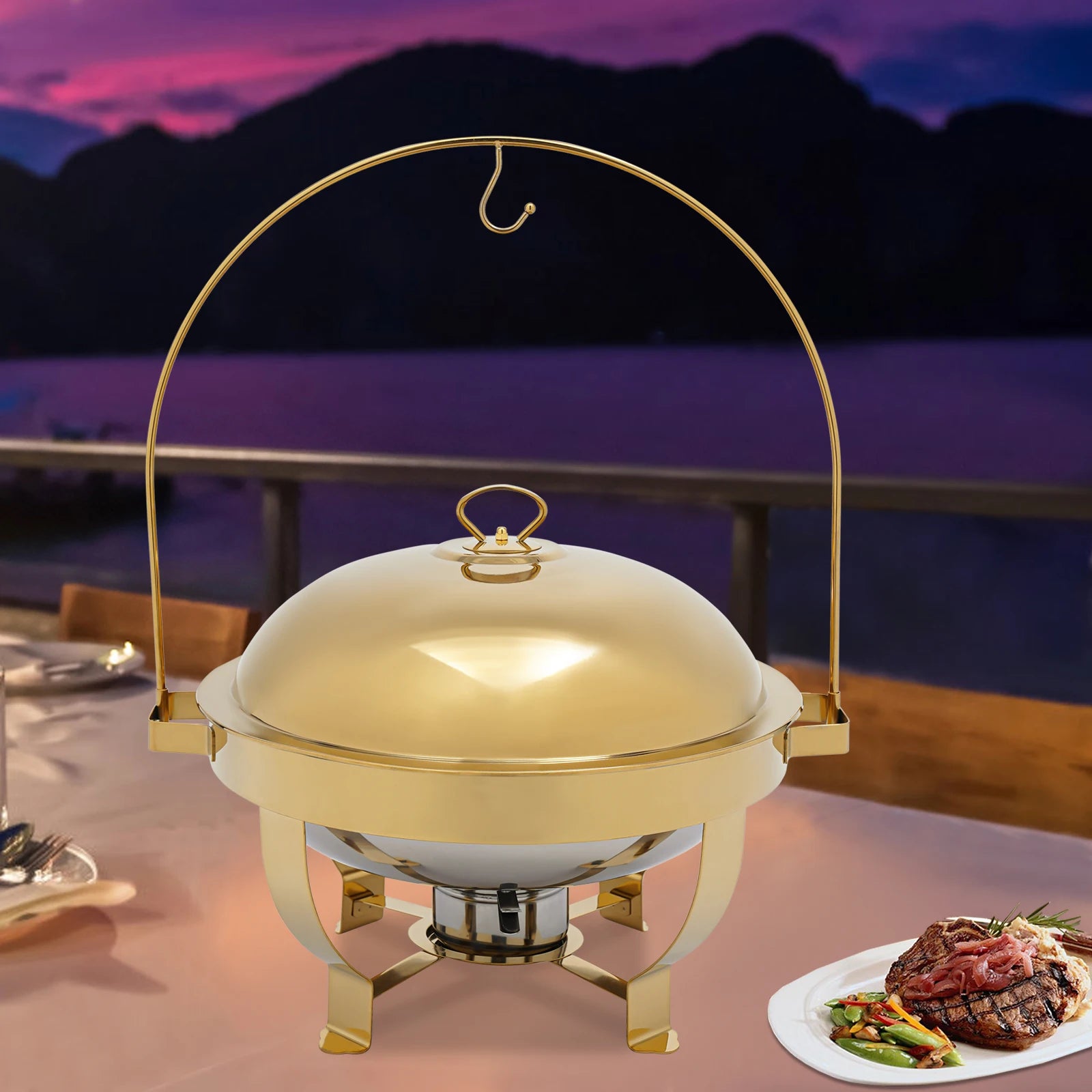 8L Stainless Steel Chafing Dish Buffet Set with Alcohol Fuel Holder - Our Families Kitchen