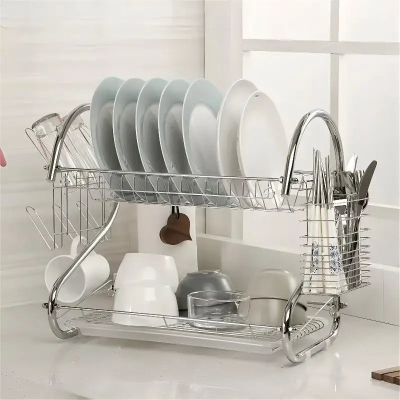 Space-Saving Stainless Steel  Dish Drying Rack - Our Families Kitchen